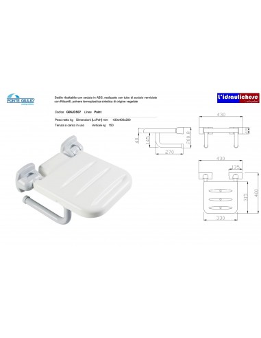 SEGGIOLINO RIBALTABILE PER DOCCIA CON RINFORZO...