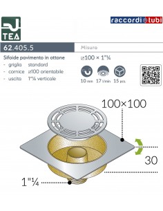 SIFONE PAVIMENTO CON PILETTA SIFOIDE PIASTRA 100x100mm IN...