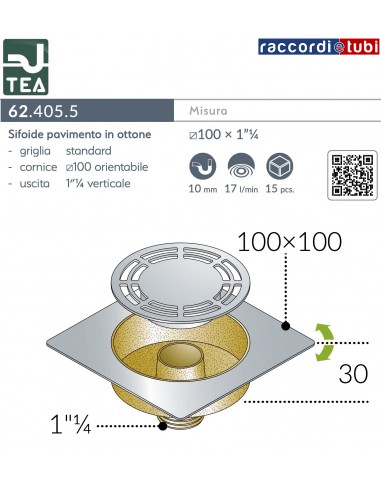 SIFONE PAVIMENTO CON PILETTA SIFOIDE PIASTRA...