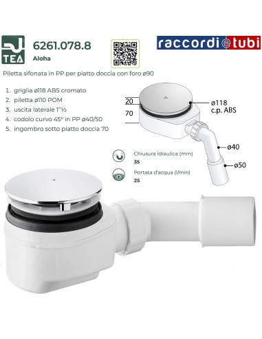 SIFONE PIATTO DOCCIA DIAMETRO 90 RIBASSATO OMP...