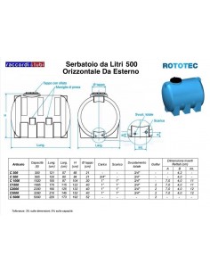 SERBATOIO ORIZZ.LT.500 DA ESTER.ROTOTEC