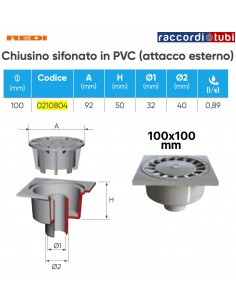 SIFONIERTER ABSCHLUSSDECKEL CM.10X10 REDI 0210804