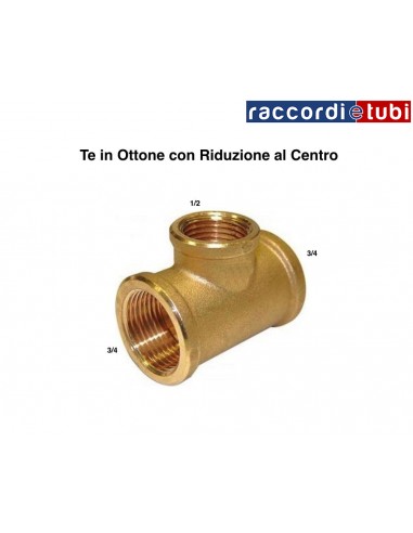 TE IN OTTONE RIDOTTO DIAMETRO 3/4X1/2X3/4