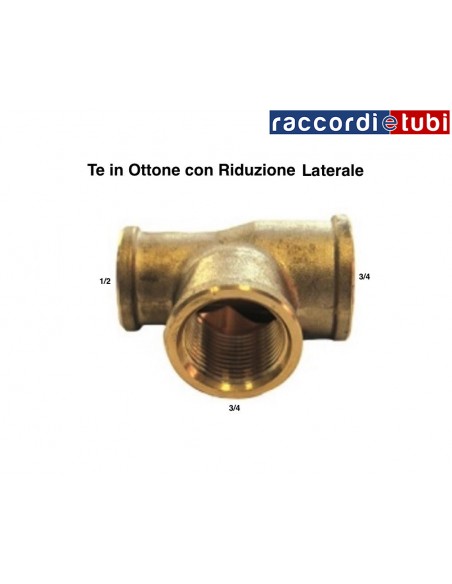 TE IN OTTONE RIDOTTO DIAMETRO 3/4X3/4X1/2