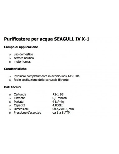 FILTRO DEPURATORE SEAGULL IV CON RUBINETTO