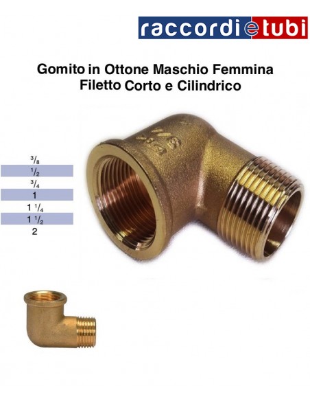 GOMITO OTTONE FILETTO CILINDRICO MF 3/4