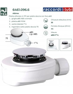 SIFONE PIATTO DOCCIA DIAMETRO 50/60 RIBASSATO OMP...