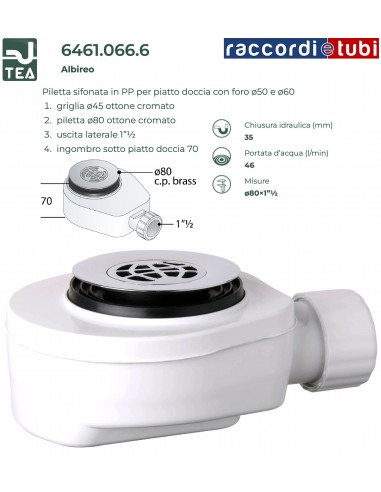 SIFONE PIATTO DOCCIA DIAMETRO 50/60 RIBASSATO...