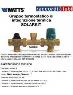 SOLARKIT GRUPPO TERMOSTATICO SOLARE WATTS DIAMETRO 1"...