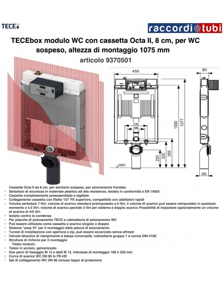 HÄNGENDE WC EINBAUSPÜLKASTEN TECE 9370501