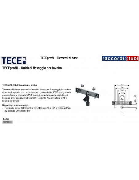TECEprofil KIT FISSAGGIO LAVABO 9020033