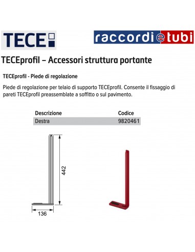 TECEprofil PIEDE DI REGOLAZIONE DESTRO  9820461