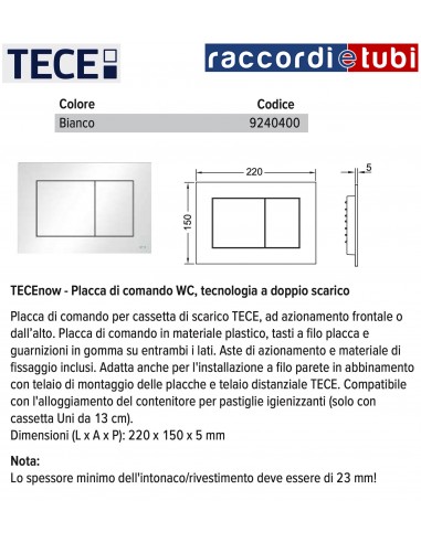 PLACCA TECEnow BIANCA DOPPIA 9240400