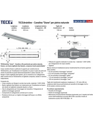 TECE TECEdrainline Rinne CM.80 MODELLE STONES