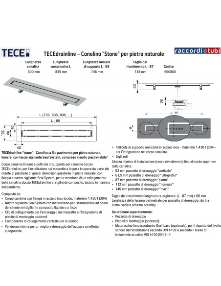TECE TECEdrainline Rinne CM.80 MODELLE STONES