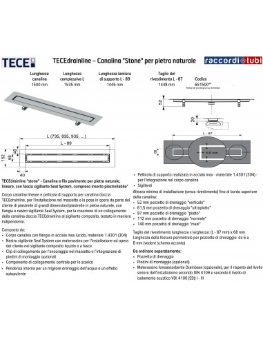 TECE TECEdrainline Rinne CM.150 MODELL STEINE