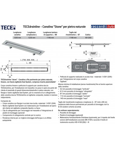 TECE TECEdrainline Rinne CM.120 MODELL STEINE