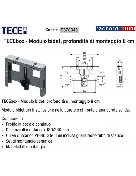 TECE HÄNGENDER BIDETMODUL TIEFE CM 8  9370045
