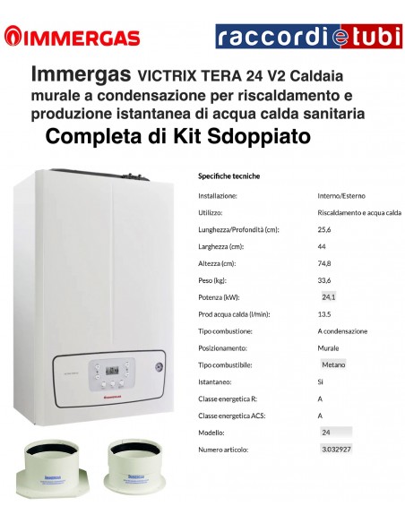 IMMERGAS VICTRIX TERA 24 V2 GAS-BRENNER MIT KONDENSATION - WASSERERWÄRMUNG MIT ERDGAS