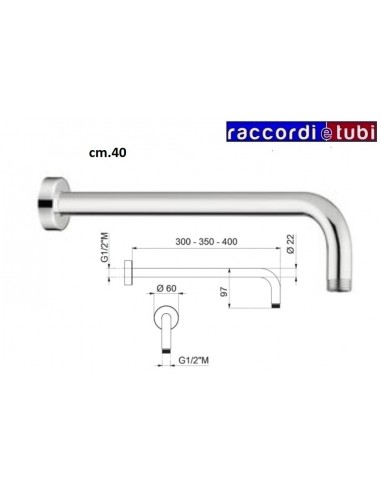 BRACCIO DOCCIA IN OTTONE LUNGHEZZA 40cm