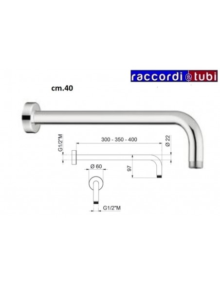 DUSCHARM AUS MESSING LÄNGE 40 cm