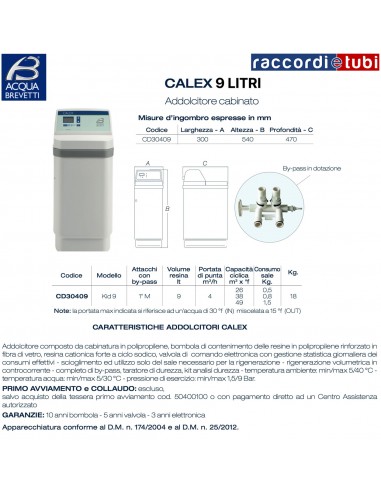 WASSERENTHÄRTER PATENTE CALEX CD30409 LITER 9