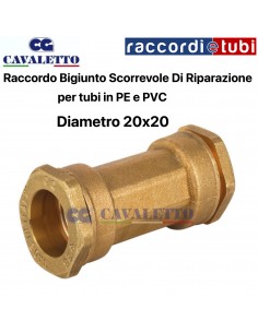 MANICOTTO OTTONE SCORREVOLE DI RIPARAZIONE PE*PVC 20X20