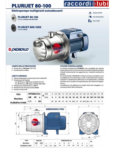 ELEKTROPUMPE PEDROLLO PLURIJETm 4/100X 230v