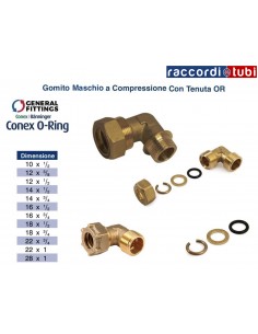 MESSINGWINKEL MIT O-RING UND MALELRING DURCHMESSER 1"X22