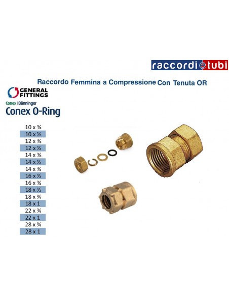 RACCORDO OTTONE CON OR DIRITTO FEMMINA 3/4X28