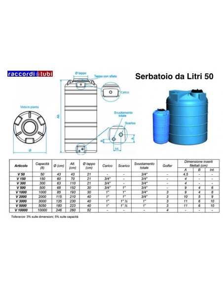 SERBATOIO VERTIC.LT.50 DA EST.ROTOTEC