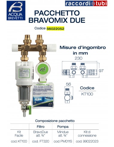 BRAVO MIX DUE FILTER 3/4 DOSIERPUMPE 3/4 KIT...