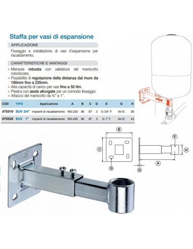 STAFFA PER VASI D'ESPANSIONE GIA DIAMETRO 1''