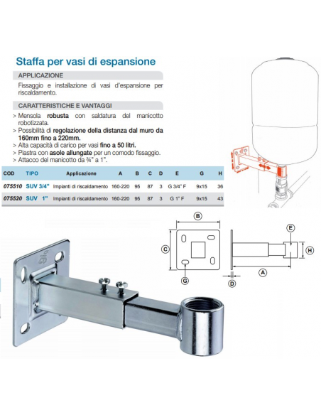STAFFA PER VASI D'ESPANSIONE GIA DIAMETRO 1''