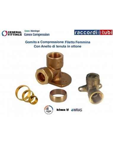 GOMITO CON STAFFA FEMMINA OGIVA OTTONE  1/2X12