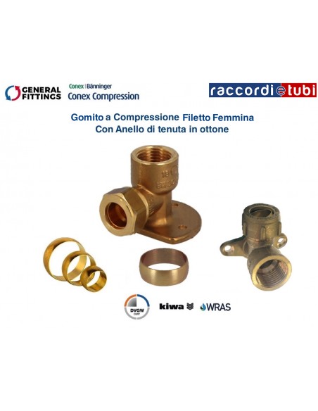 GOMITO CON STAFFA FEMMINA OGIVA OTTONE  1/2X12