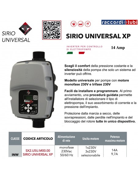 INVERTER SIRIO UNIVERSAL XP ITALTECNICA 220/230+380 14A 9,7A