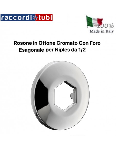 ROSONE CROMATO FORO ESAGONALE 1/2 IN OTTONE CROMATO  