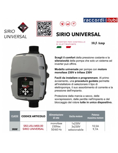 INVERTER SIRIO UNIVERSAL ITALTECNICA 230/230+380 10,5A 9,7A