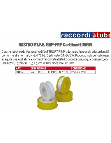 TEFLONBAND P.T.F.E. DICKE 0,10 mm ROLLE h.12mm...