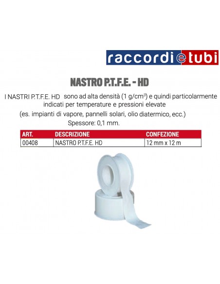NASTRO TEFLON P.T.F.E. HD ROTOLINO h.12mm x 12 mt