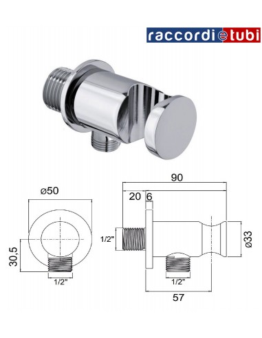 RUNDES ZENTRALWASSERANSCHLUSS GEWINDE 1/2" MALE