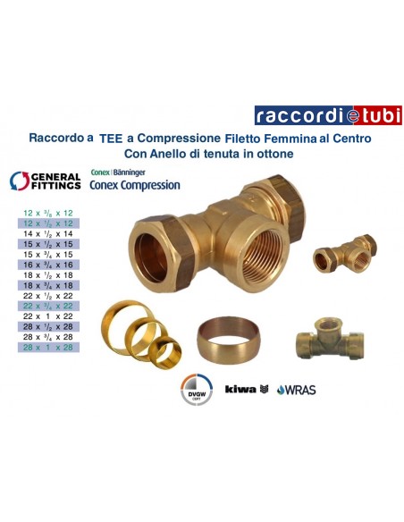 TEE OTTONE CON OGIVA DIAMETRO 22-1/2-22