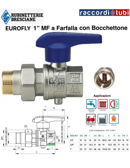 VALVOLA  EUROFLY 1" MF BOCCHETTONATA  A FARFALLA 60050004