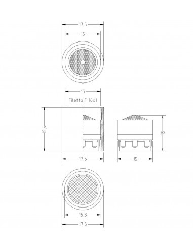 AERATORE OTTONE CROMATO FEMMINA M16X1