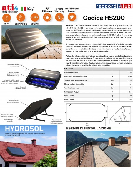 PANNELLO SOLARE ATI HYDROSOL 200 HS200