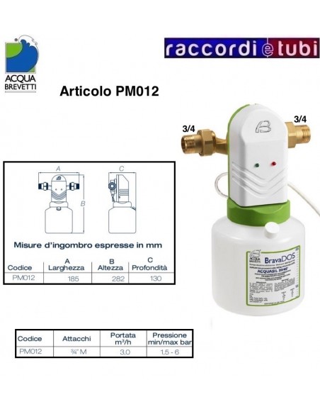 DOSATORE A POLIFOSFATO BRAVADOS 3/4 ACQUA BREVETTI ELETTRONICO