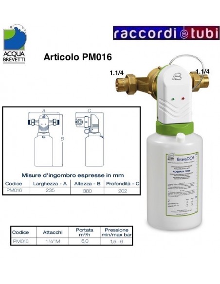 DOSATORE A POLIFOSFATO BRAVADOS 1.1/4 ACQUA BREVETTI ELETTRONICO