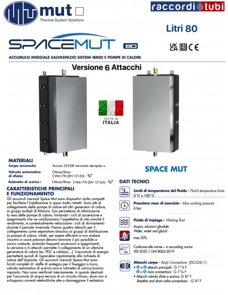 MUT ACCUMULATOR INERZIALE LT.80 6 ANSCHLÜSSE STAHL S235JR