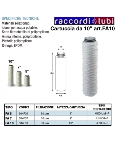 GEWICKELTE FILTERKARTUSCHE AUS DRAHT 10" MIT...